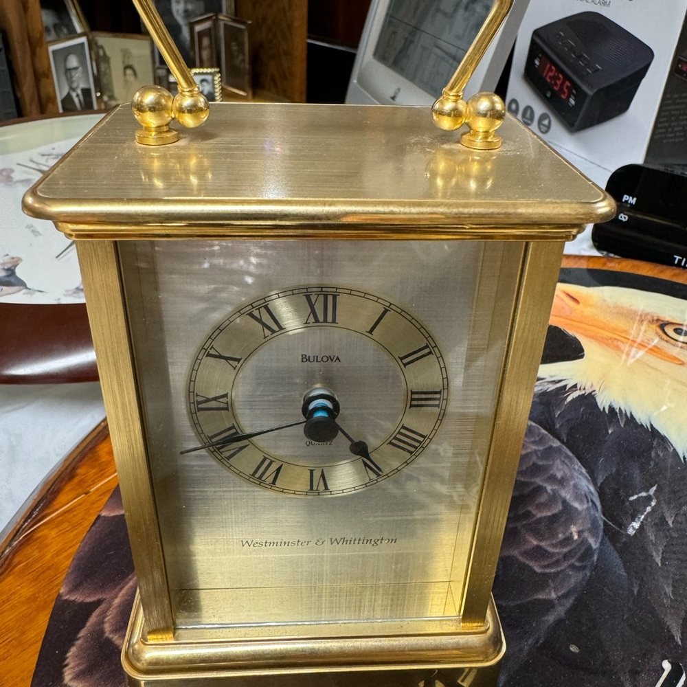 Vintage Bulova Gold Mantel Clock